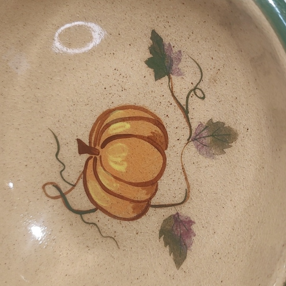 2 Longaberger Homestead Stonewear Bowls, Made By Buckeye Stonewear, Tan & Green - Picture 10 of 11